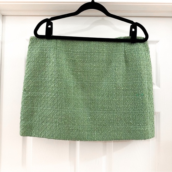 NWT Mango MNG Tweed Mini Skirt Green sz XL - Picture 7 of 10